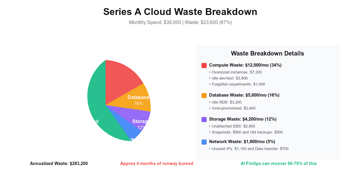 Series A cloud waste breakdown by category